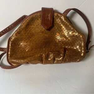 Marco Avane Leather Snake Embossed Hinged Crossbody Purse